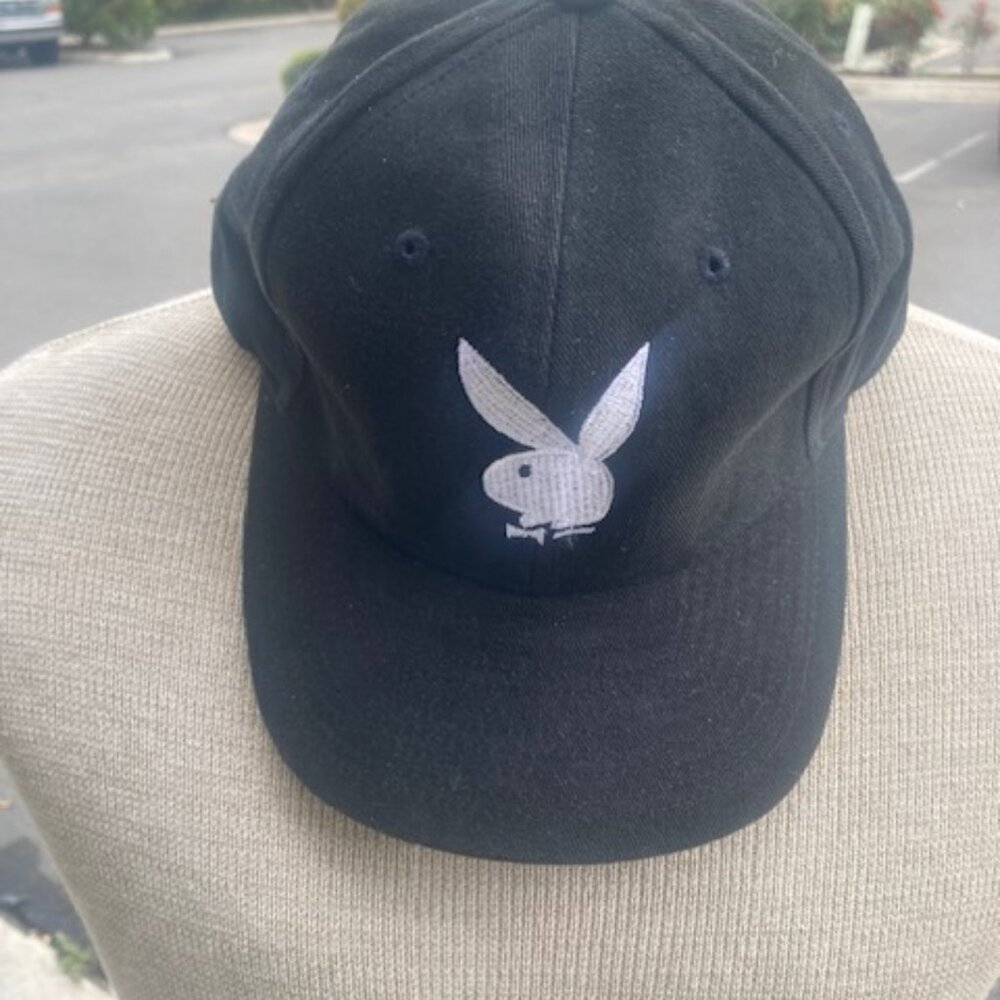 Brushed cotton Cap With Embroidered Bunny logo on front, Playboy TV back, Black